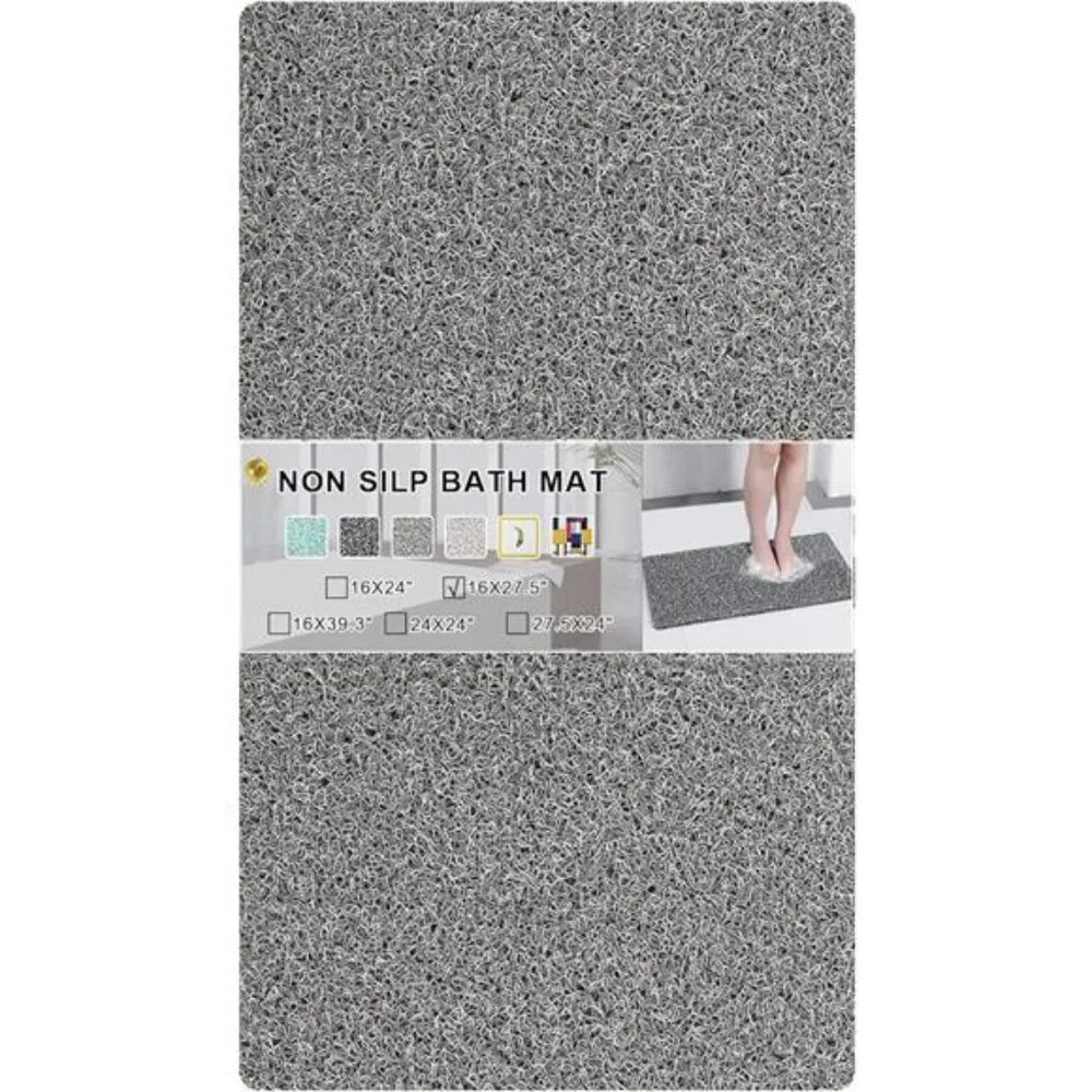 Non Slip Bathtub Mat Extra Thick Loofah Shower Bath Mat Quick Dry Grey